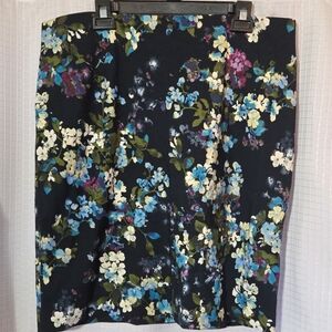 J. Jill Floral Print Women's Ponte Knit Pencil Skirt Sz Large